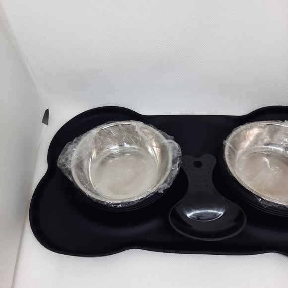 URPower Dog/Cat Food & Water Bowl Set with Bone Shaped Mat - Picture 4 of 9
